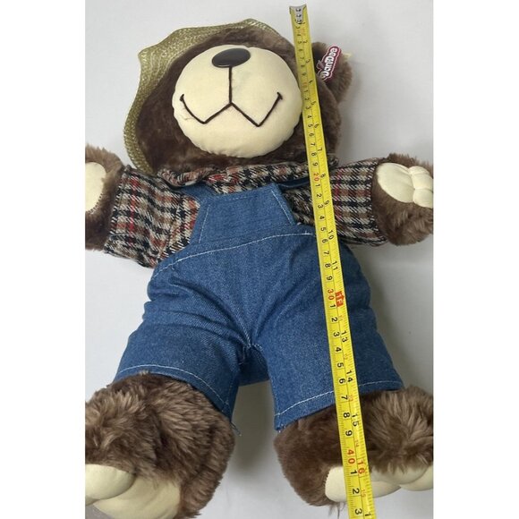 Vintage Dan Dee plush Bear Farmer Outfit Straw Hat Overalls NWT 16” - Picture 9 of 9